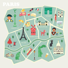 Map Of Paris With Streets And Famous Places