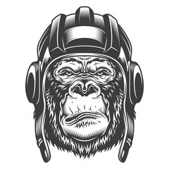 Wall Mural - Serious gorilla in monochrome style