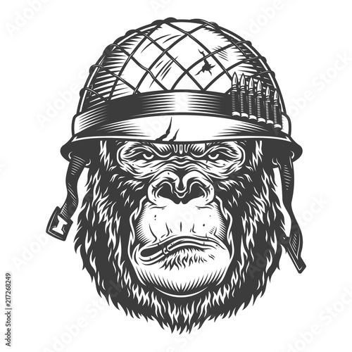 Serious gorilla in monochrome style