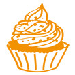 Handgezeichneter Cupcake in orange