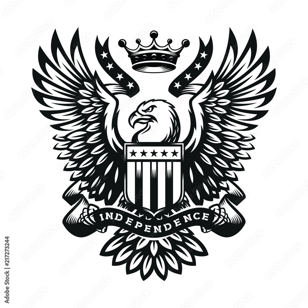 illustration symbol eagle with shield and crown Stock Vector | Adobe Stock, image size:1000x1000