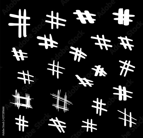 Hashtag Signs Set Modern Social Symbols Isolated On A White
