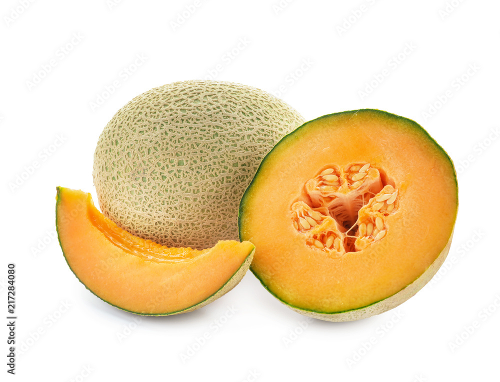 Ripe melons on white background
