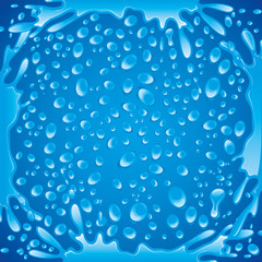 Poster - Background blue water with splashes and drops.