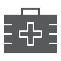 Wall Mural - First aid kit glyph icon, health and clinical, medical bag sign, vector graphics, a solid pattern on a white background, eps 10.