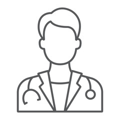 Wall Mural - doctor thin line icon, medicine and hospital, physician sign, vector graphics, a linear pattern on a