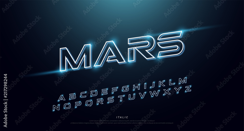 Abstract technology neon font and alphabet. techno effect logo designs ...