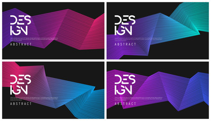 Wall Mural - set of abstract gradient geometric designs, colorful minimalist