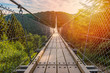 Suspension Footbridge in Mörsdorf Germany around sunrise