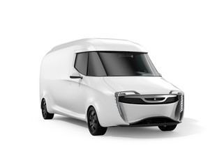 Wall Mural - White electric powered delivery van isolated on white background. 3D rendering image.