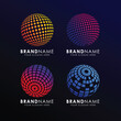 3d colorful sphere logo design. globe vector icon logo