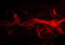 Red Smoke On Black Background. Fire Design