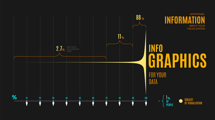 Black business presentation vector slide template with scientific graph visyali