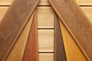 decking samples, wooden background