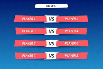 Registration of the tournament, group stage. Scoreboard for displaying results of the game