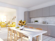© 2mmedia - modern nordic kitchen in loft apartment. 3D rendering