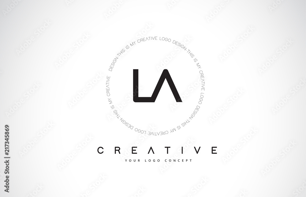LA L A Logo Design with Black and White Creative Text Letter Vector ...
