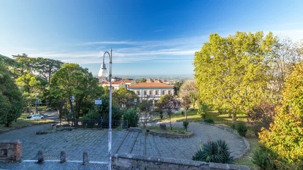 Wall Mural - Railway station and park in beautiful town of Albano Laziale timelapse hyperlapse, Italy