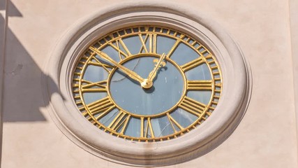 Wall Mural - Clock on Duomo di San Pancrazio Martire in beautiful town of Albano Laziale timelapse, Italy