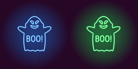 Sticker - Soaring neon ghost in blue and green color