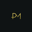 © Brand Lee - Unique modern elegant PM black and gold color initial based letter icon logo