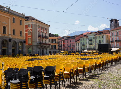 Fotomural the beautiful Locarno square in August during the film festival
