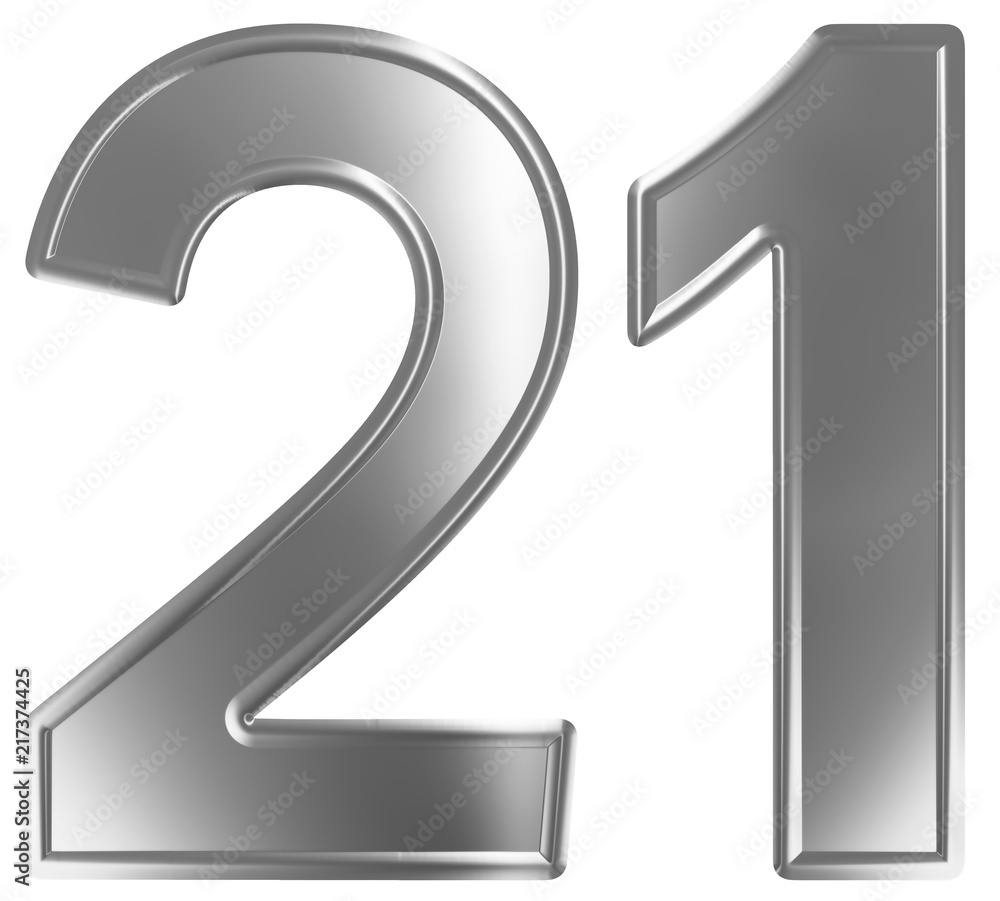 Numeral 21, twenty one, isolated on white background, 3d render Stock  Illustration | Adobe Stock, image size:1000x901