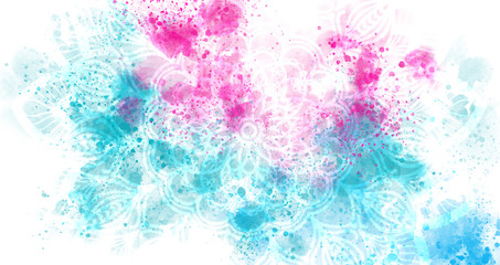 Wall Mural - Abstract mandala graphic design and watercolor digital art painting for ancient geometric concept background