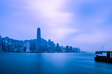 Wall Mural - Victoria Harbour of Hong Kong in cloudy day