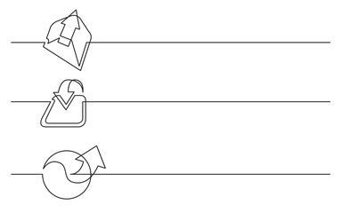 Poster - banner design - continuous line drawing of business icons: outgoing emails, download, connection