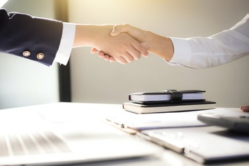 Teamwork process, Image of business team greeting handshake. Successful business people handshaking after good deal, success, dealing, greeting & business partner