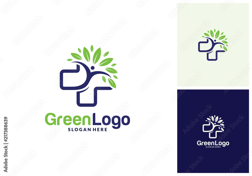 Health tree people logo and Icon Template, Green logo vector Stock ...