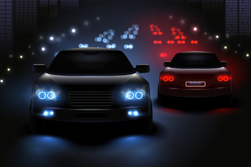 Canvas Print - Car Led Lights Composition