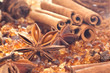 Christmas spices cinnamon, anise star and brown sugar