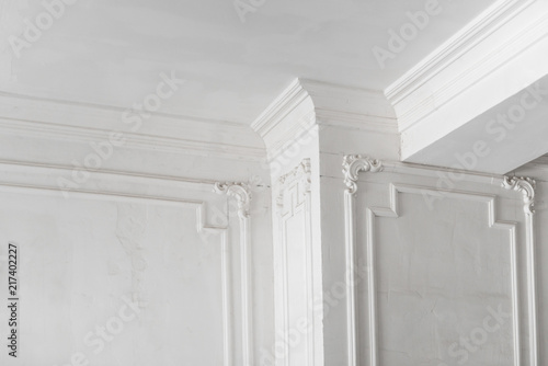 Unfinished Plaster Molding On The Ceiling And Columns Decorative