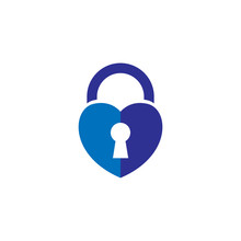 Love Heart With Lock Key Logo Icon Vector