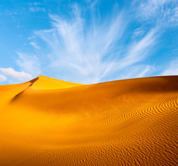 Wall Mural - Amazing view of sand dunes in the Sahara Desert. Location: Sahara Desert, Merzouga, Morocco. Artistic picture. Beauty world.