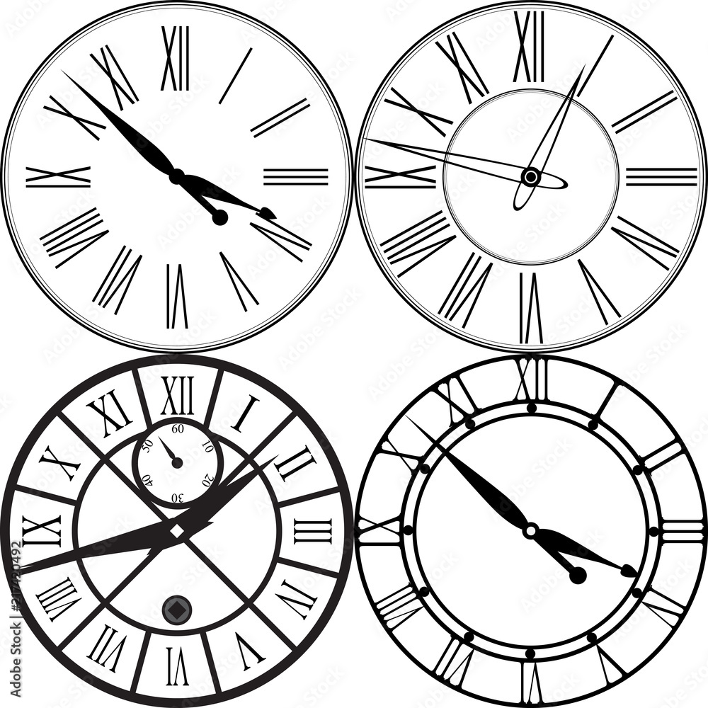 retro clock with Roman Dial Stock Vector | Adobe Stock