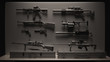 Black and Grey Firearms Display 3d Illustration 3d Rendering