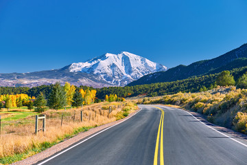Wall Mural - Highway at autumn in Colorado, USA.