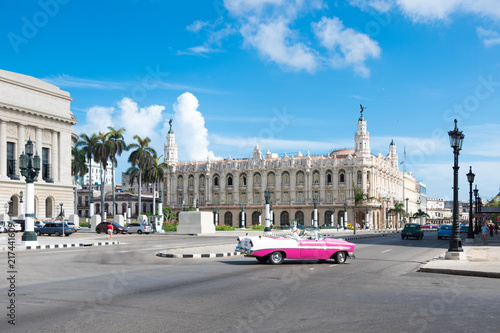Havana, Cuba - 06 29 2018: Classic/vintage/old timer car on street of Havana Canvas Print