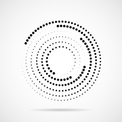 Abstract dotted circles. Dots in circular form. Halftone effect