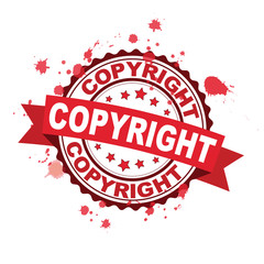 Poster - Red rubber stamp with Copyright concept