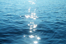 Glare From The Sun On The Water,  Solar Path In The Sea
