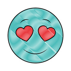 Sticker - smiley big emoticon feeling in love drawing color image