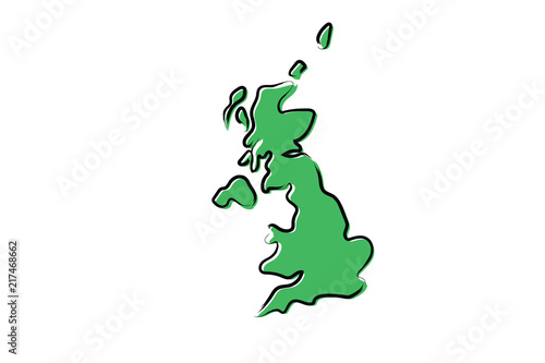 Fotografía Stylized green sketch map of United Kingdom