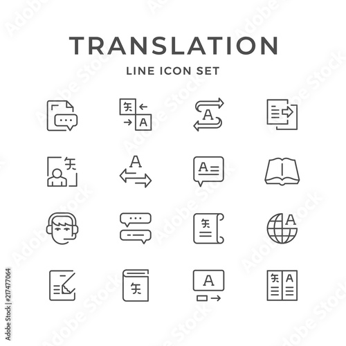 Fotomural Set line icons of translation