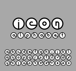 Aufkleber - Vector icons alphabet set. Collection of round logos. Font for your design.