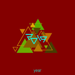 Poster - Geometric pattern of olive triangles with 2019 inscription