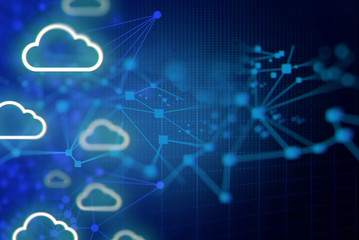 Wall Mural - internet security digital cloud storage connect to network background